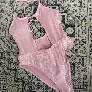 Iridescent Pink Rave Festival Bodysuit One Piece Small